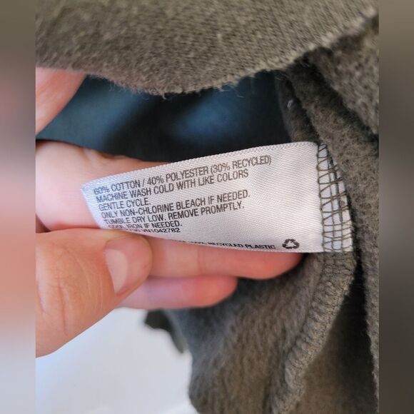 Cropped Hoodie Olive Army Green Cozy Oversized Boxy Cotton Loungewear Medium - Picture 9 of 9